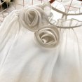 thumbnail image 7 of Women's Loose Fit Round Neck Long Sleeve Chiffon Blouse Shirt Comfy Flowy Dressy Work Office Outfits Casual Daily Wear | CSEONE,White Free Size, 7 of 7
