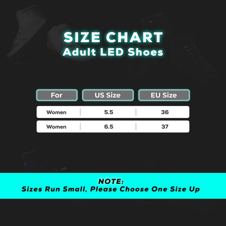 Sizing Guide - Bright Led Shoes