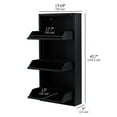 thumbnail image 4 of Flip Drawer Shoe Cabinet, Storage Organizer, Freestanding Shoe Rack, Wall Mounted No-Assembly (Black, 3 Drawer), 4 of 8