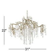 Possini Euro Design Branches Champagne Silver Chandelier 31 Wide Modern Clear Crystal 8-Light Fixture for Dining Room House Kitchen Island Entryway