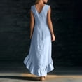 thumbnail image 6 of YuXingFu Womens Plus Size Cotton Dresses Maxi V-Neck Plus Size Womens Dress Sleeveless Button Long Casual Summer Blue XL, 6 of 6
