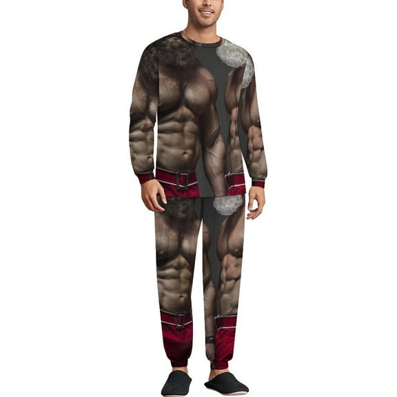Gay Santa Daddy Men's Pajama Set Sleepwear Pjs Lightweight Long Sleeve Crewneck Shirts and Bottoms Soft Comfy Sleep Sets XS