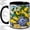 Black, variant on Lemon Stained Glass Coffee Mug, Blue Porcelain Vase Art, Citrus Home Decor