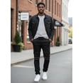 thumbnail image 4 of J. METHOD Men’s Jogger Pants Casual Moto Biker Zipper Slim Fit French Terry Fleece Tapered Leg Elastic Waist NEMP20 Black S, 4 of 6