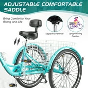 MOONCOOL Adult Tricycles, 3 Wheel 7 Speed Trikes, 20/24/26 inch Adult Trikes 3 Wheeled Bike with Basket for Seniors, Women, Men