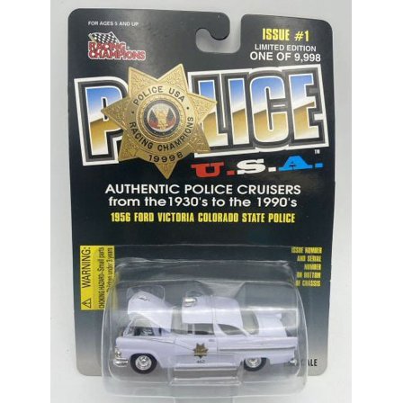 1998 Racing Champions Police 1956 Ford Victoria Colorado State Police #1 Diecast 1:60 Scale