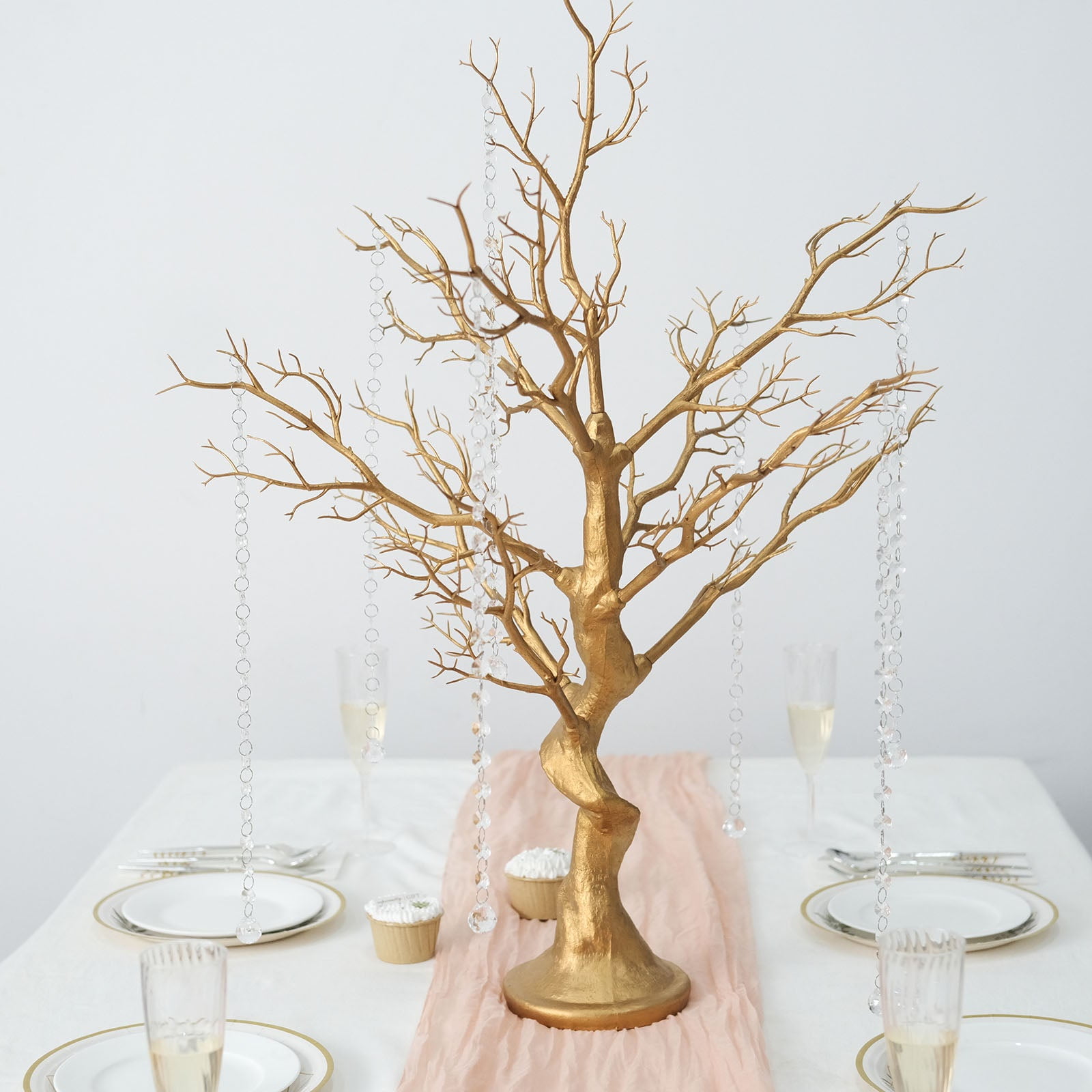 handmade tree centerpiece with golden leaves fall wedding  Tree  centrepiece wedding, Tree centerpieces, Golden tree