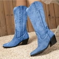 thumbnail image 2 of UngA Casual Boots for Women Cowboy Boots for Women Mid Calf Fashion Cowgirl Boots Blue,7.5, 2 of 7