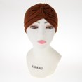 thumbnail image 2 of Mujeres señoras elástico turbante cabeza envoltura Chemo Bandana Hijab estilo indio sombrero marrón Zulema Sombrero de turbante para mujer, 2 of 4