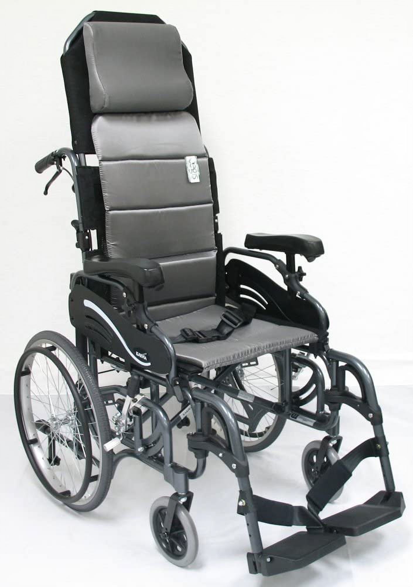 Karman Healthcare VIP515-18-E VIP515 18 in. seat Tilt in Space Lightweight Reclining Wheelchair with 20 in. inch Rear Wheels and Elevating Legrest