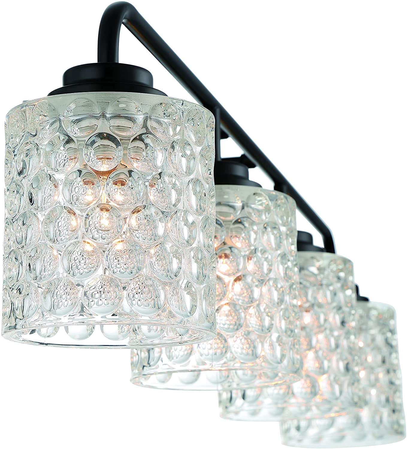 Vanity Art Elegant Cut Crystal Glass 4 Lights Bath Vanity Light for Over Mirror Hallway Living Room | Modern Wall Lighting with Clear Glass Shade Bathroom Light Fixtures W5004BK-C01