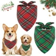 thumbnail image 7 of TELOLY Dog Christmas Bandana 2 Pack Classic Plaid Triangle Dog Scarf for Small Dogs and Large Cats Holiday Dog Christmas Costume for Festive Photo Prop Party Decor (Green&Red), 7 of 7