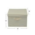 thumbnail image 2 of Household Essentials Square Storage Box With Lid, 15”x15”x10”, Canvas Sides With Sturdy Sides, Closet or Storage Room Organization, Includes Handle for Easy Access, Cream Linen, 2 of 7