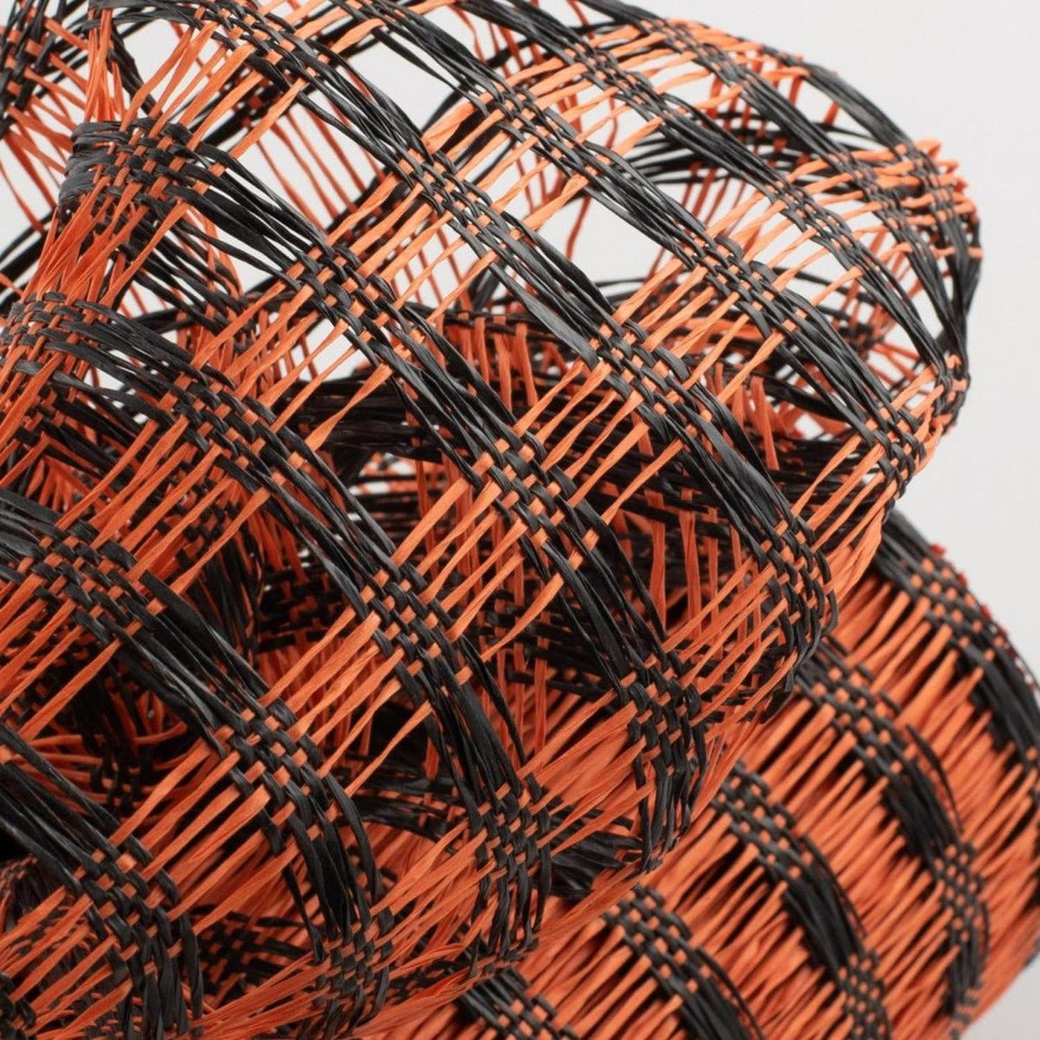 10" Poly Burlap Check Mesh Ribbon: Black  Orange (10 Yards)