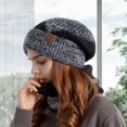 thumbnail image 3 of vnanda Knitted Hat Women Autumn Winter Hat Scarf Set Windproof Cold Soft Thick Fleece Lined Scarf Beanie Hat, 3 of 8