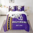thumbnail image 2 of YST Ensemble de Douillette de Football Américain 7 Pcs, Literie Style Sport, Format Simple, Violet Jaune Noir (Baltimore), 2 of 5