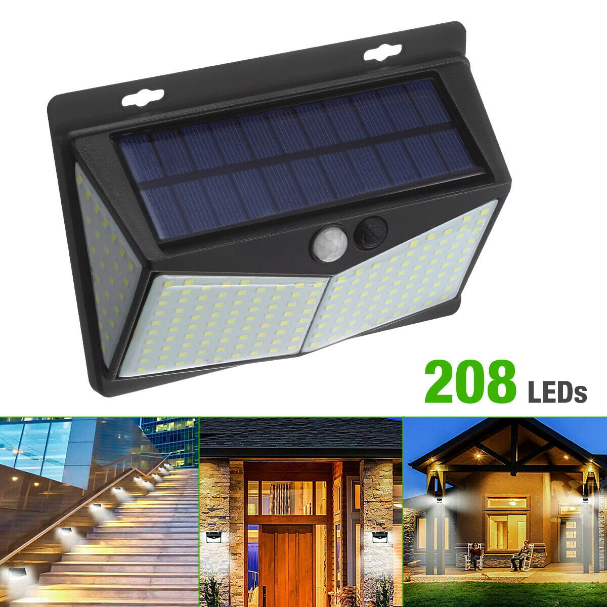208/100 LED Solar Power Motion Sensor Wall Light Outdoor Garden Lamp Waterproof 