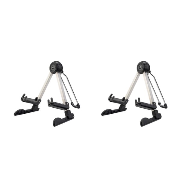 Soporte de guitarra de piso ajustable Wosthever A-Frame Negro 2Conjunto