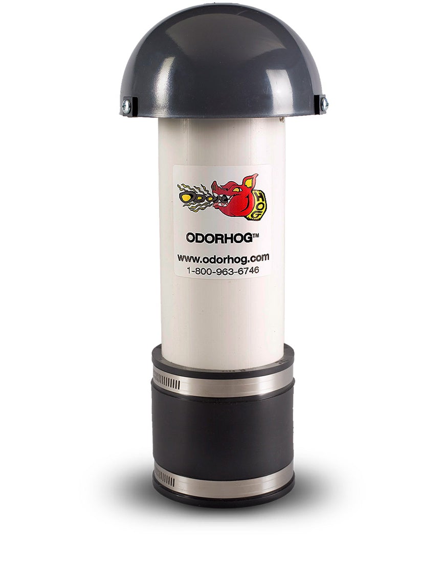 OdorHog Mushroom Cap Vent Stack Pipe Filter 3" PVC Clamp On, Removes