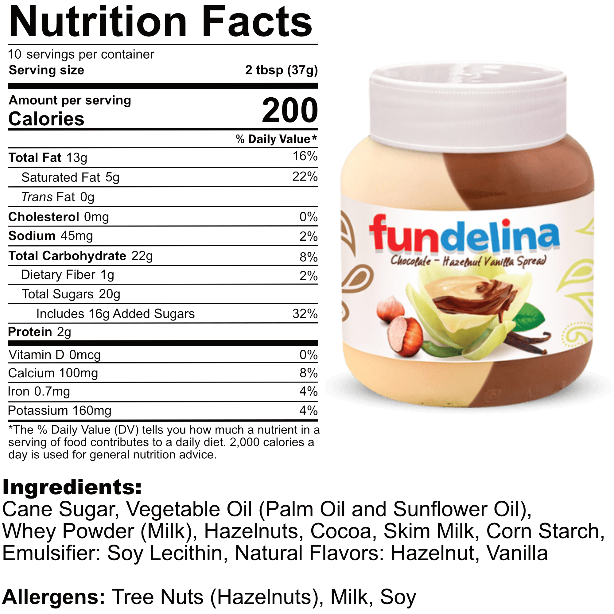 Fundelina Hazelnut Spread Chocolate, Strawberry, Vanilla Flavors, Spreader Included, 3-Count