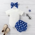 thumbnail image 4 of Hbdhejl Fashion Outfit Set For Girls Infant Boys Short Sleeve Independence Day 4Th Of July Letter Printed Romper Bodysuits Shorts Headbands Outfits 9-12 Months, 4 of 7