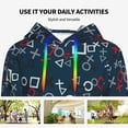 thumbnail image 4 of Lsque Navy Blue Geometric Pattern Casual Women's Hoodie,Hooded Sweatshirt with Kangaroo Pocket,Pullover Hoodie with Eye-catching Drawstrings-X-Large, 4 of 7