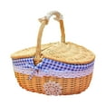 thumbnail image 3 of Cesta de picnic de mimbre práctica y rural con forro lavable. Cesta de ratán para servir y almacenar. Pequeño, 3 of 9