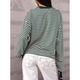 thumbnail image 4 of Women'S Striped Long Sleeve Shirts Drop Shoulder Sweatshirt Crewneck Color Block Pullover Tops Green L, 4 of 7