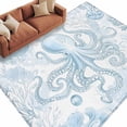 thumbnail image 2 of 5'x8' Area Rugs, Blue Coastal Octopus Indoor Outdoor Area Rug for Living Room Bedroom, Summer Watercolor Coral Washable Bathroom Rugs Kitchen Floor Carpet Mats Home Decor Aesthetic, 2 of 8