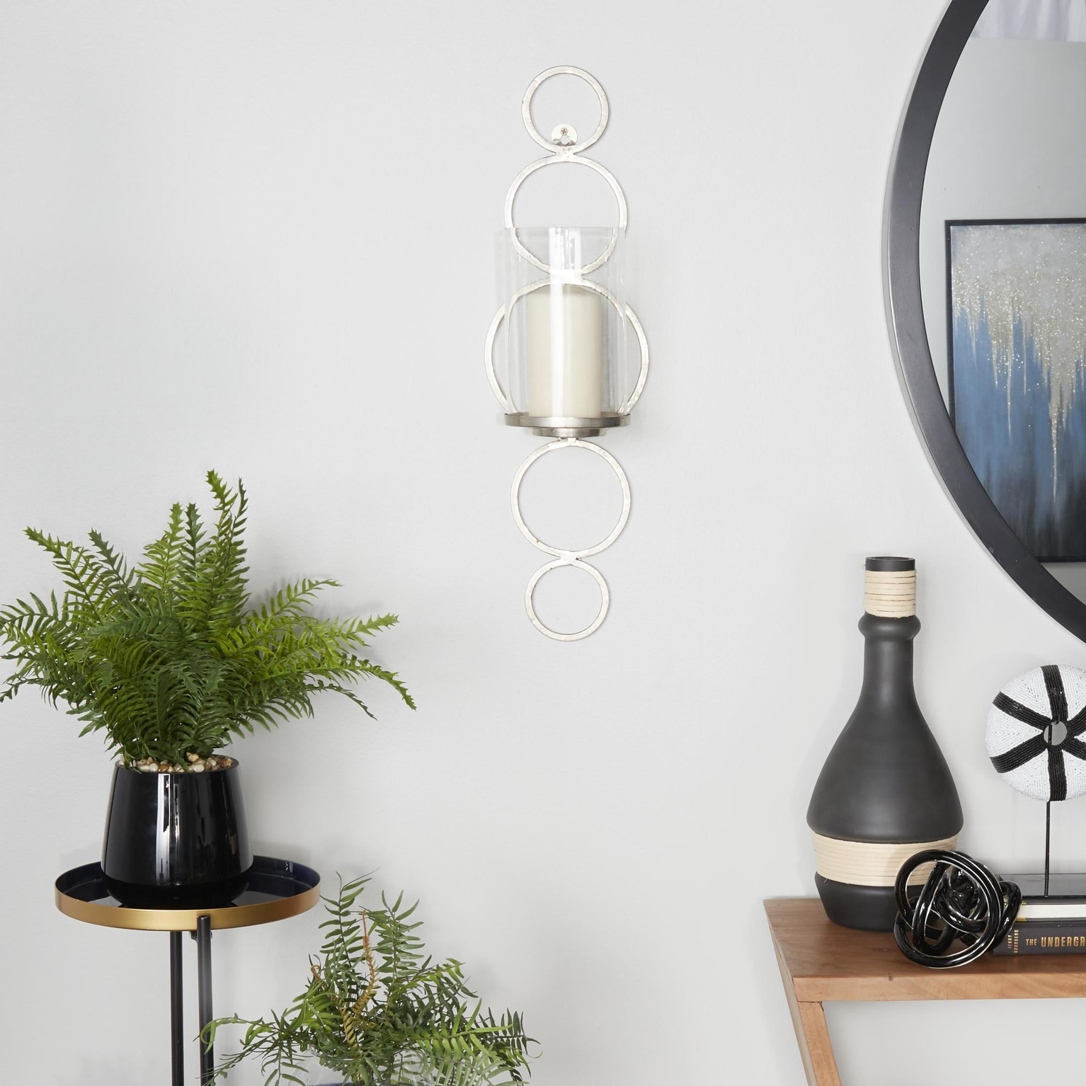 CosmoLiving by Cosmopolitan Silver Metal Wall Sconce with Glass Holder