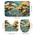 thumbnail image 3 of Ginko Leaves Watercolor in Gold And Turquoise 4 Pcs Shower Curtain Set Non-Slip Rugs And Toilet Mat Lid Rug Accessories Modern Simple Style Waterproof Shower Curtain for Bathtub Decor, 3 of 8