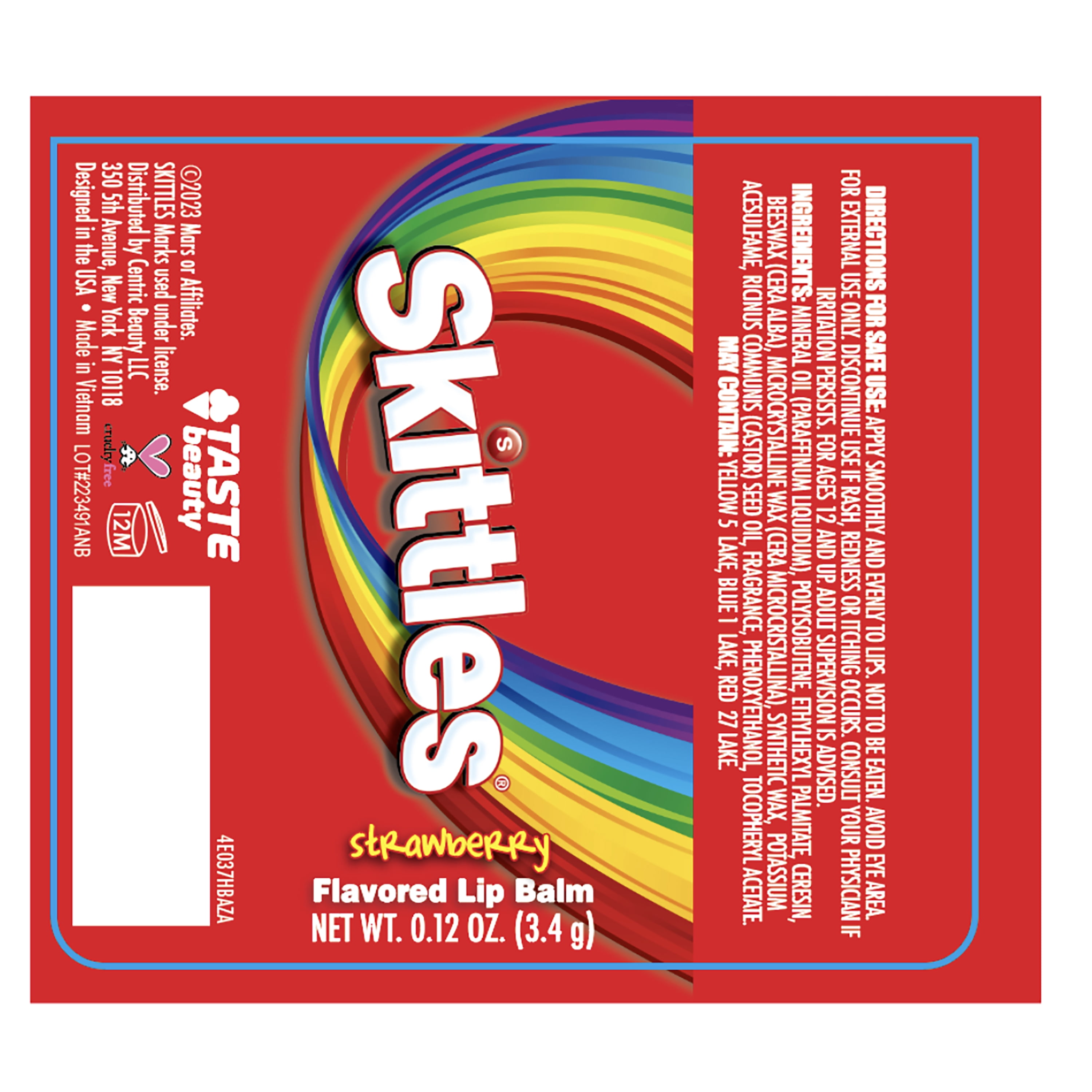 (6 pack) Taste Beauty, Skittles Flavored Lip Balm, .12 oz.