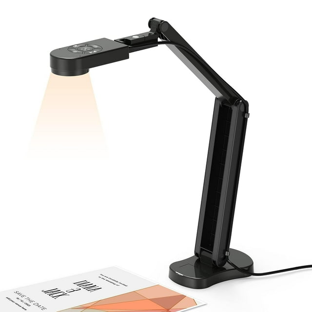 Kitchbai 4K USB Document Camera for Teacher, 8MP Webcam & Visualiser for A3 Size with Dual Microphones, 3-Level LED Light, Image Invert, Foldable for Live Demo, Work with Windows,