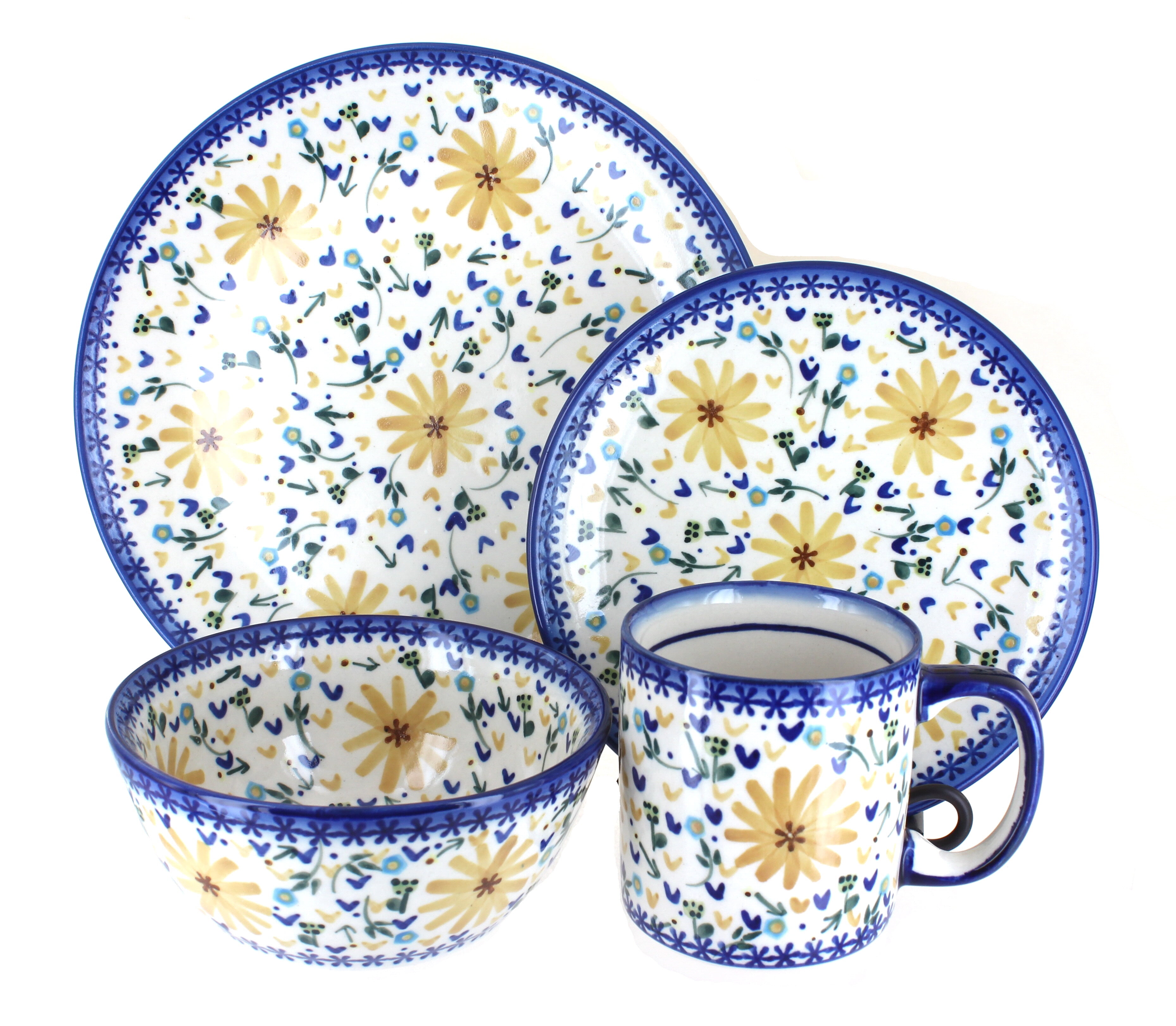 blue and yellow dinner set