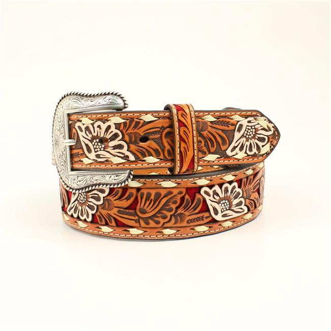 Floral Painted Pierced Strap Laced Belt 