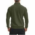 thumbnail image 4 of safuny Men's Long Sleeve Shirts Winter Thicken Tops Big&Tall Crew Neck Sweatshirts Zipper Outwear Solid Color Pullover Casual Fashion Green L, 4 of 9