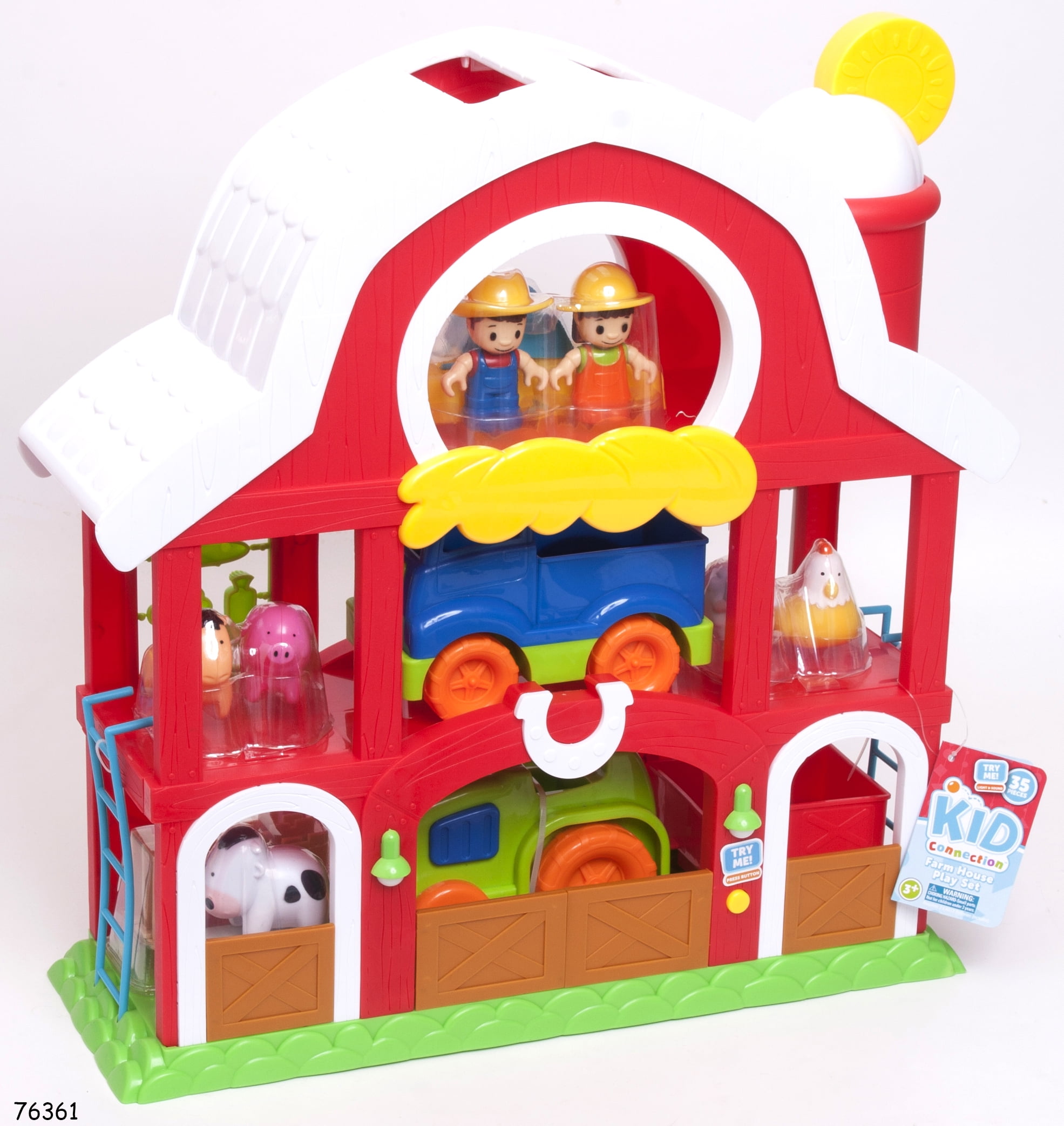Kid Connection Farm House Play Set with Animals - Lights Up with Sound,35 Pieces