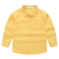 thumbnail image 5 of Boys Fall Shirts Fall Boy Outfit Boys' Long Sleeve Dress Shirts Classic Collared Button-Down Tshirt Solid Top With Chest Pocket 160/9-10 Years Yellow, 5 of 9