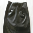 thumbnail image 4 of Curuila Womens Leather Long Skirt Solid Color Comfortsble Slim Fit Mid Length Split Half Skirt Black Size L, 4 of 9