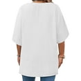 thumbnail image 4 of Plus Size Solid Color V-neck Loose Blouse Short Sleeved Casual Loose Tops, 4 of 4