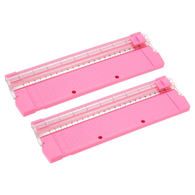 Unique Bargains 9 Inch Paper Cutter, 2Pcs Portable Paper Trimmer Slicer Scrapbooking Tool with Cutter Head Blade, Pink
