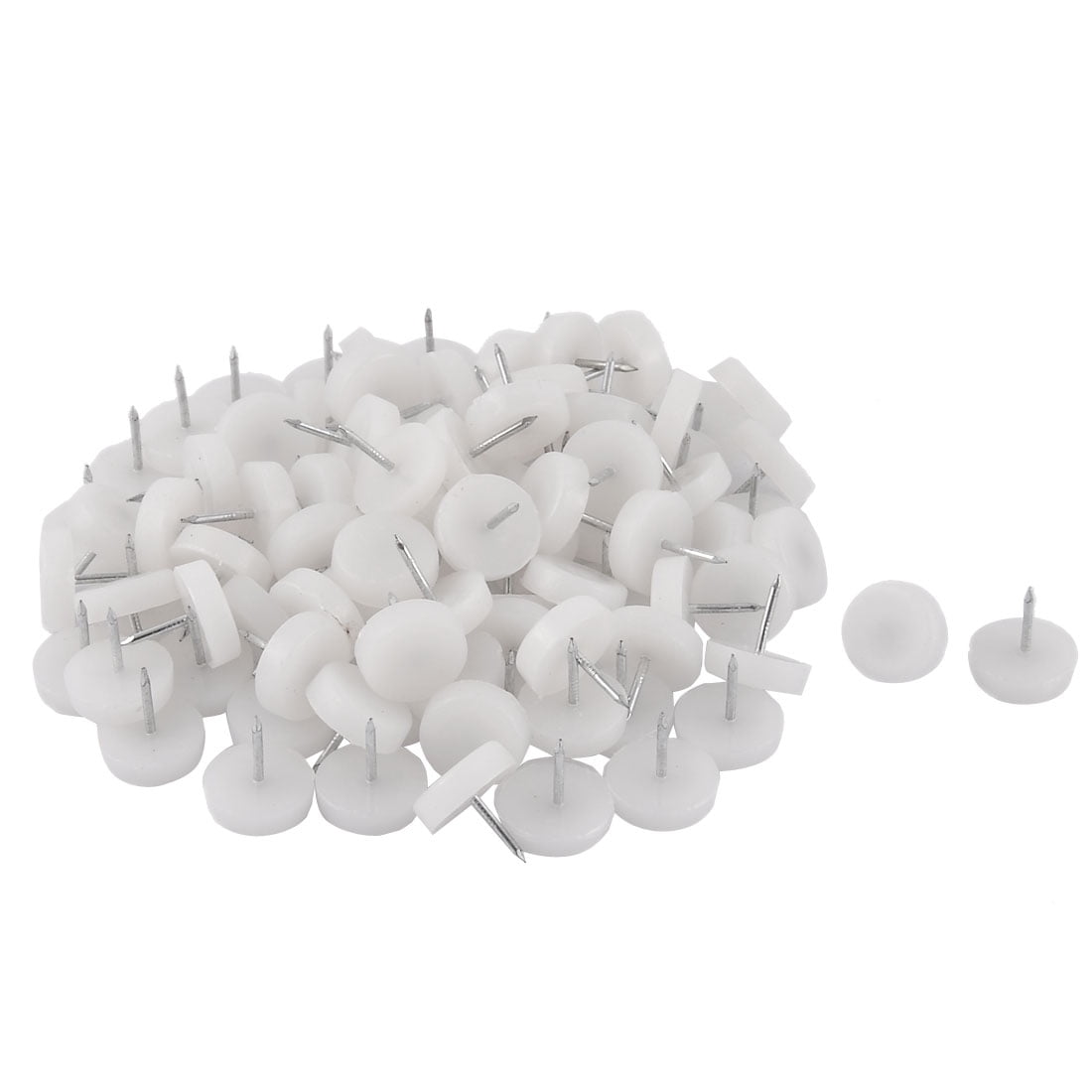 18mm Dia Nylon Head Furniture Chair Table Feet Glide Protector Nail White 100pcs
