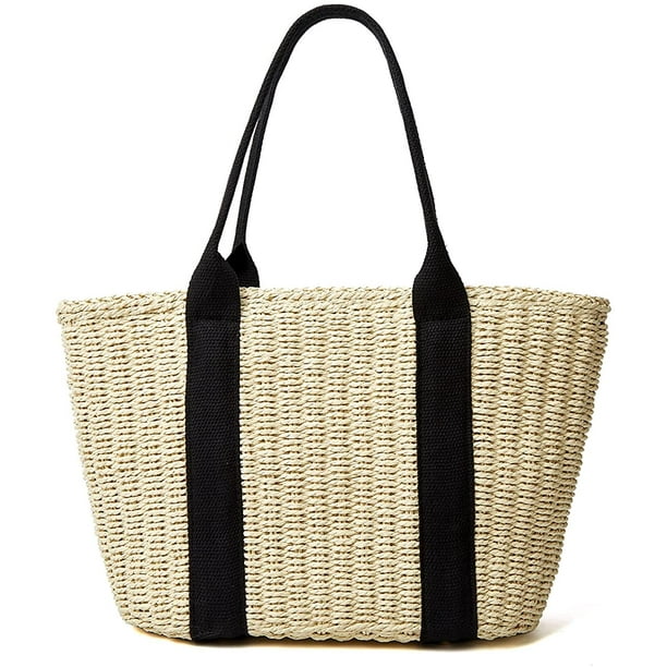 Bolsos de paja para mujer, bolso de mano grande para playa de verano, bolso de hombro tipo bandolera tejido a mano MFZFUKR WMZL-1658-1