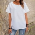 thumbnail image 2 of Camisas de Manga Corta para las Mujeres Casual, Moda Cuello Redondo Color Sólido, Blusas de Verano para las Mujeres, 2 of 8
