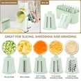 thumbnail image 3 of Rotary Cheese Grater with Handle Vegetable Shredder with 5 Interchangeable Blades, Kitchen Food Slicer and Chopper with Strong Suction Base for Fruit Vegetables Nuts with Blade Storage Box (Green), 3 of 7