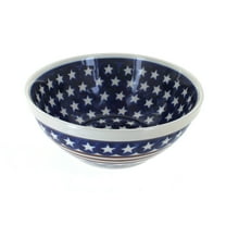 Blue Rose Polish Pottery Stars & Stripes Medium Serving Bowl