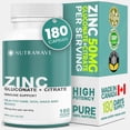 thumbnail image 1 of Nutrawave Zinc 50 mg Capsules – Zinc Gluconate + Citrate for Immune Support, Skin, Hair & Nails – High Absorption, Vegan, Non-GMO – 180 Capsules, 1 of 11