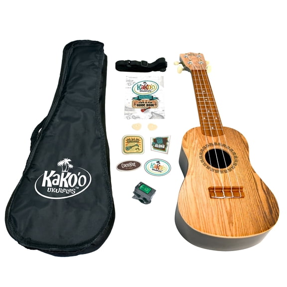 KaKo'o: 21" Professional Soprano Wooden Ukulele Set - Sandalwood - Easy To Tune, Beginner to Advanced Players, Ages 5