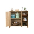 thumbnail image 3 of Mid-Century Modern Storage Cabinet With Woven Rattan Doors Natural Finish Adjustable Shelves, 3 of 7
