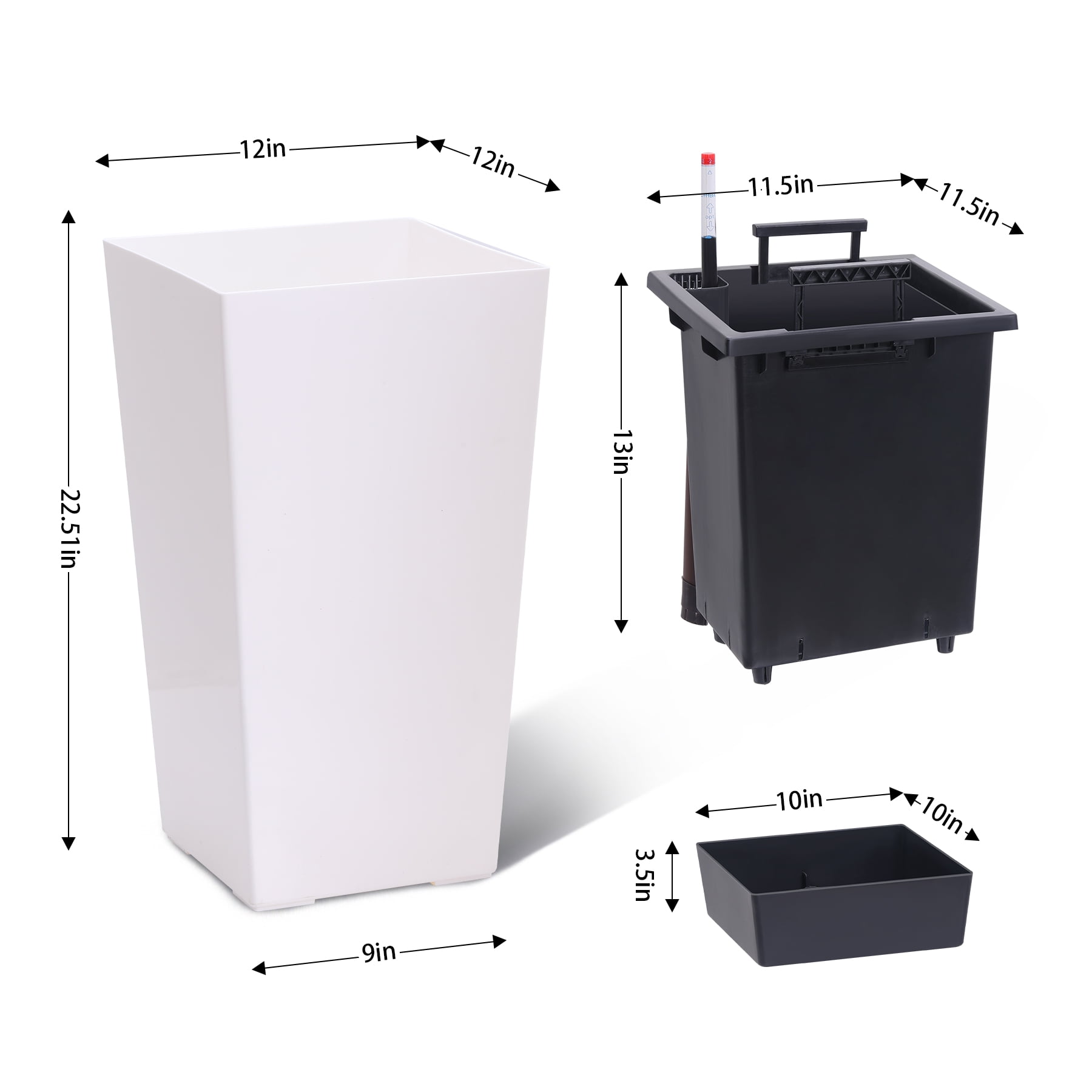 MAROUTE 22.5 Inch Tall Rectangular Planters, Outdoor and Indoor for Patio, Porch, Set of 2